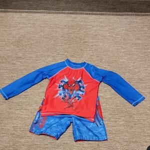 Spiderman Kids Rashguard Set - Red and Blue Size 5T